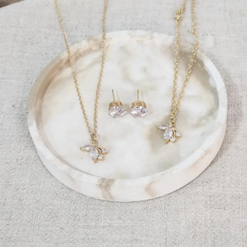 Mix Colar Pulseira Delicada Zircônia banhado Ouro 18k