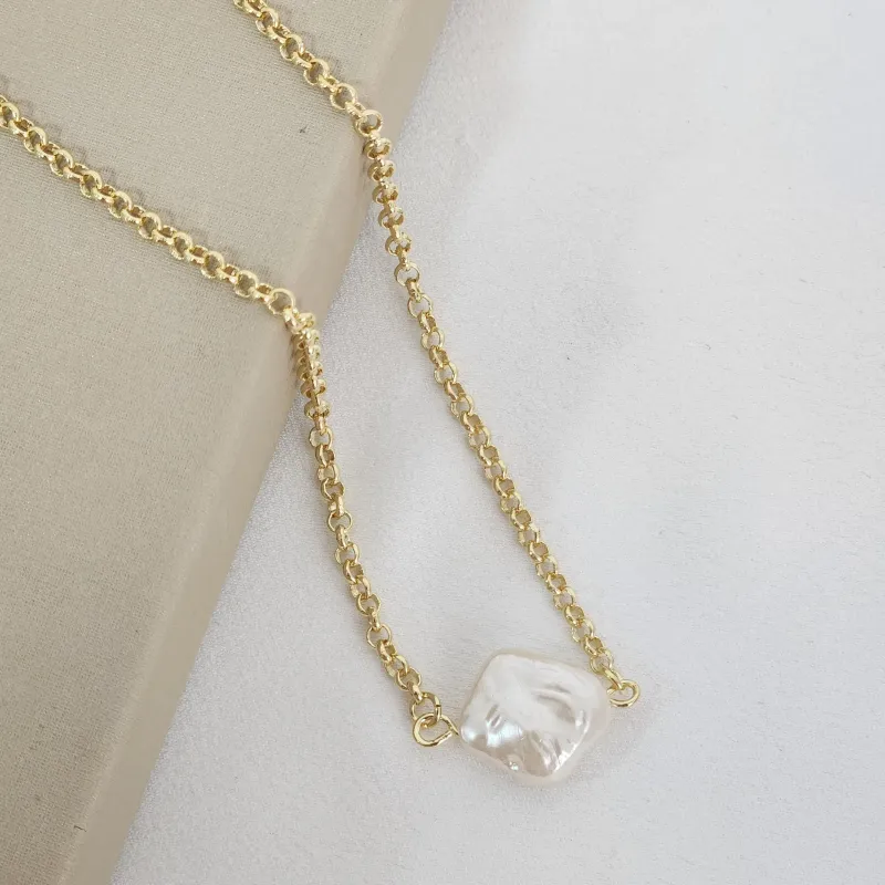 Colar Pérola Barroca banhado Ouro 18k