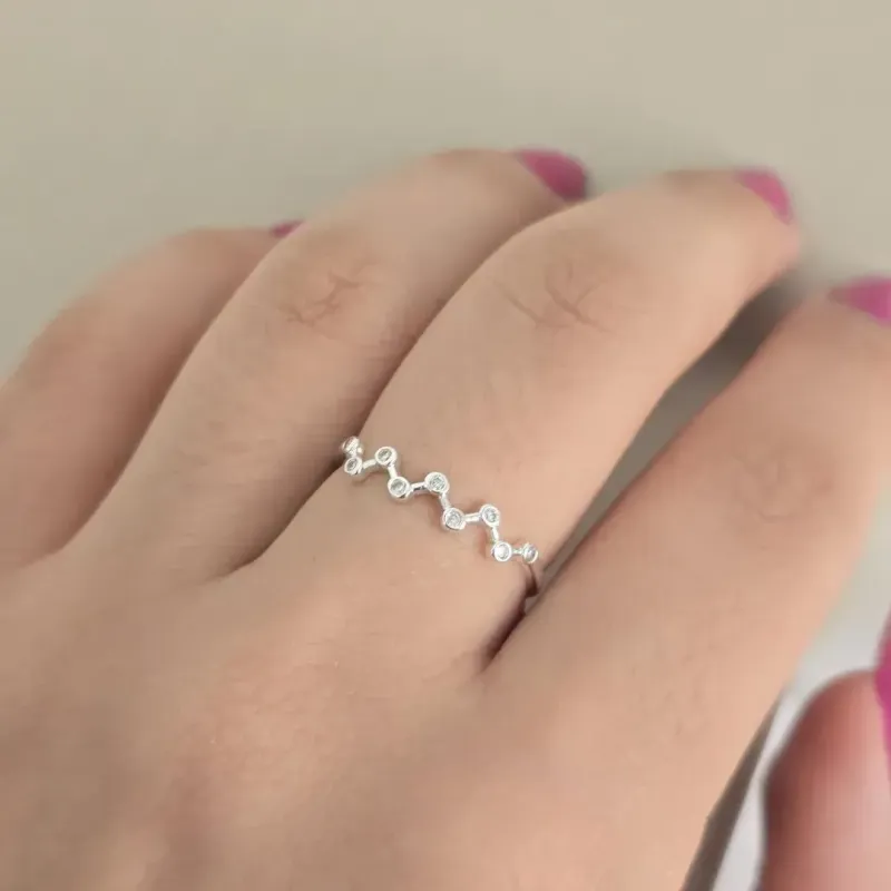 Anel Zig Zag Zircônia