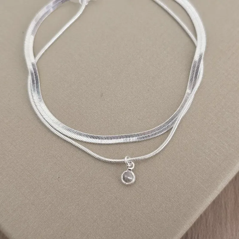 Pulseira Dupla Fita Com Pingente Zircônia