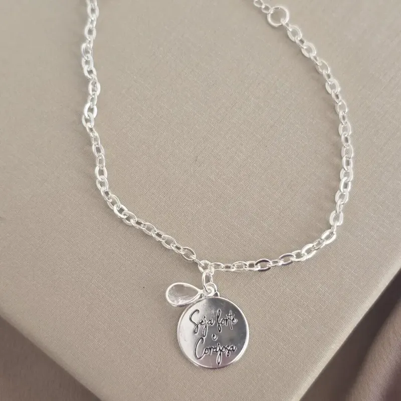 Pulseira Seja Forte Corajosa Zircônia