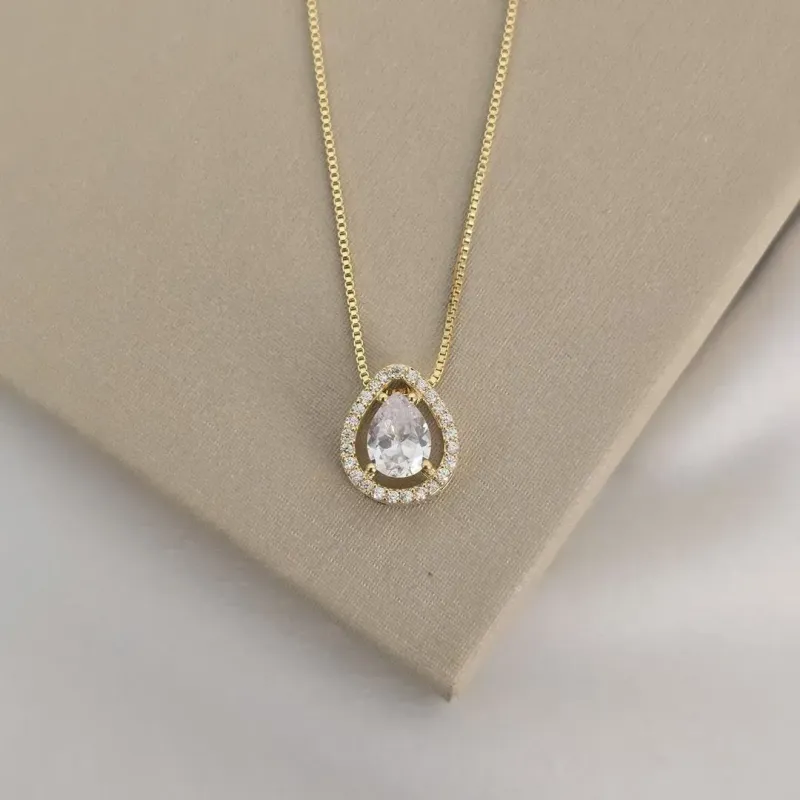 Colar Delicado Gota de Zircônia