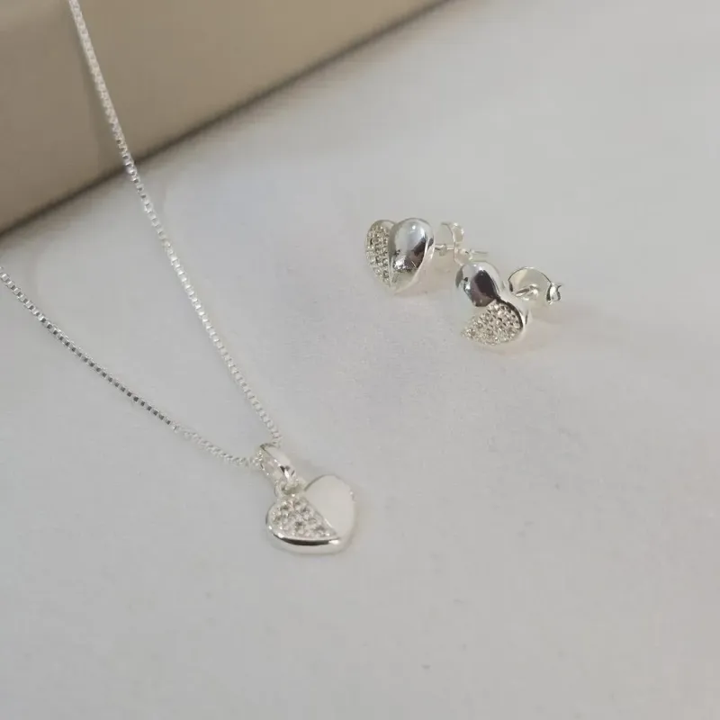 Conjunto Coração Liso e Zircônia
