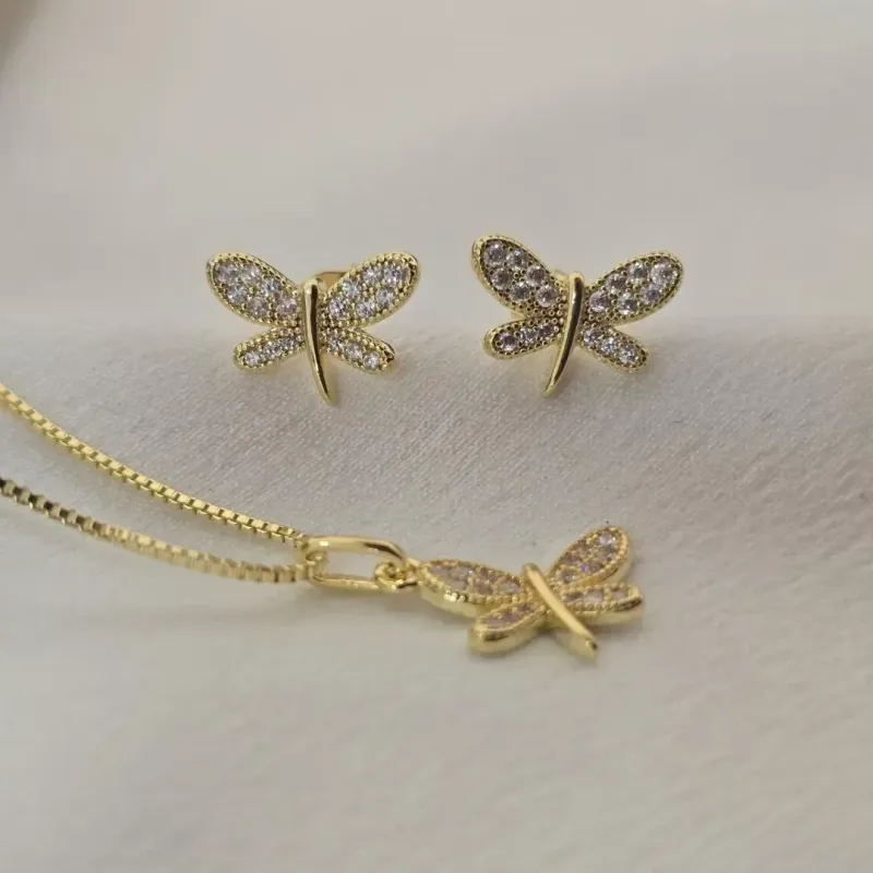 Conjunto Delicado Libélula Zircônia