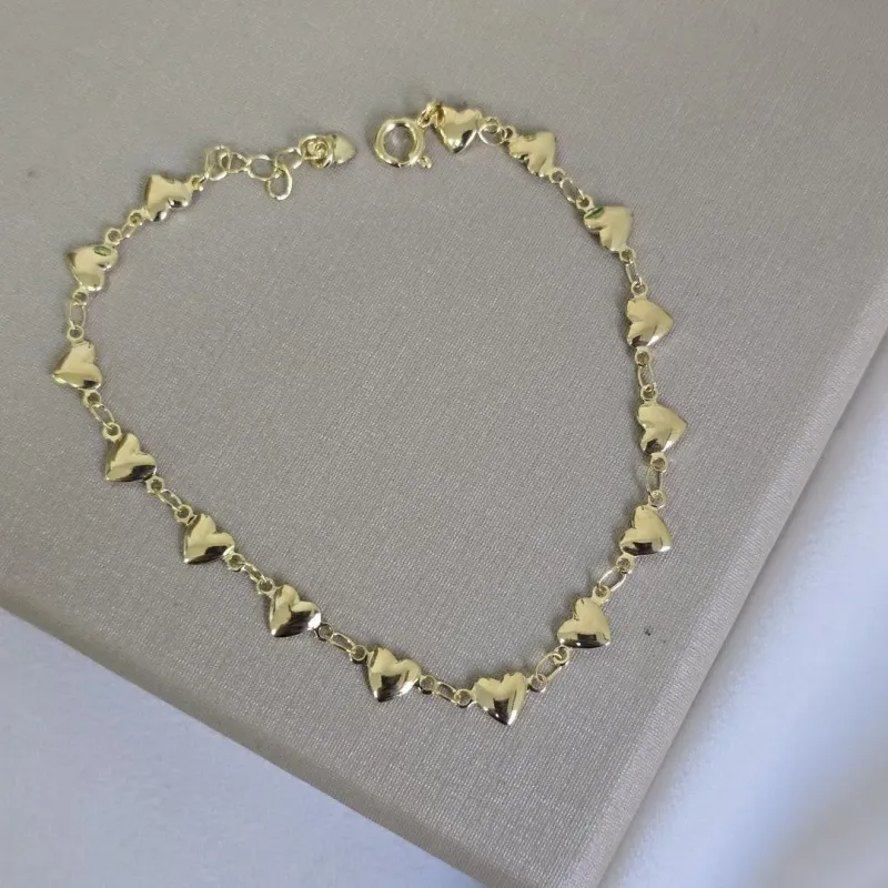 Pulseira Delicada Corações Lisos