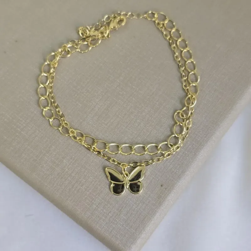 Pulseira Dupla Delicada Borboleta