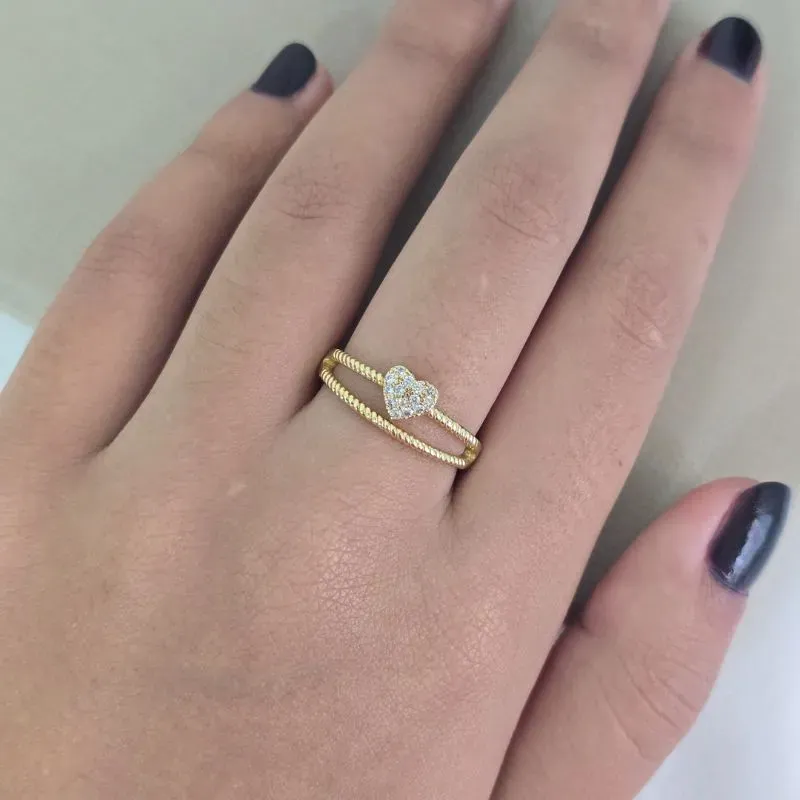Anel  Coracao Zirconia