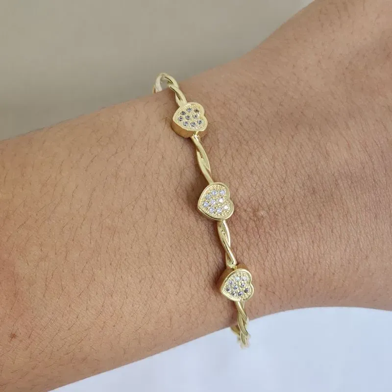 Bracelete Coração Zircônia
