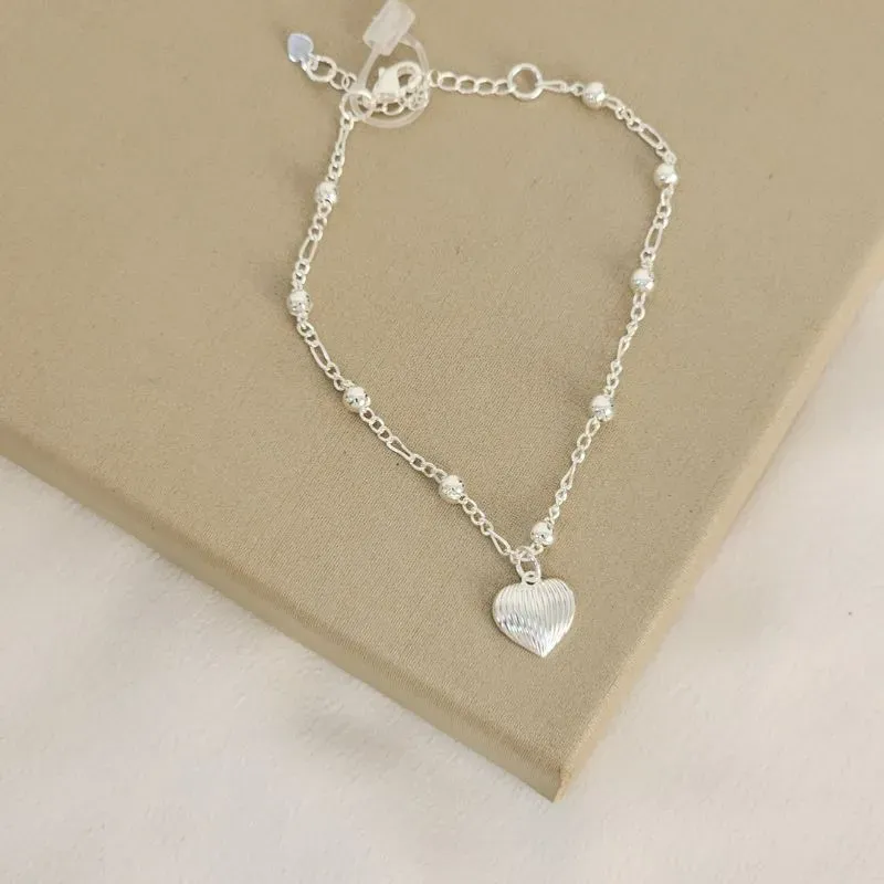 Pulseira Delicada Bolinhas e Coração
