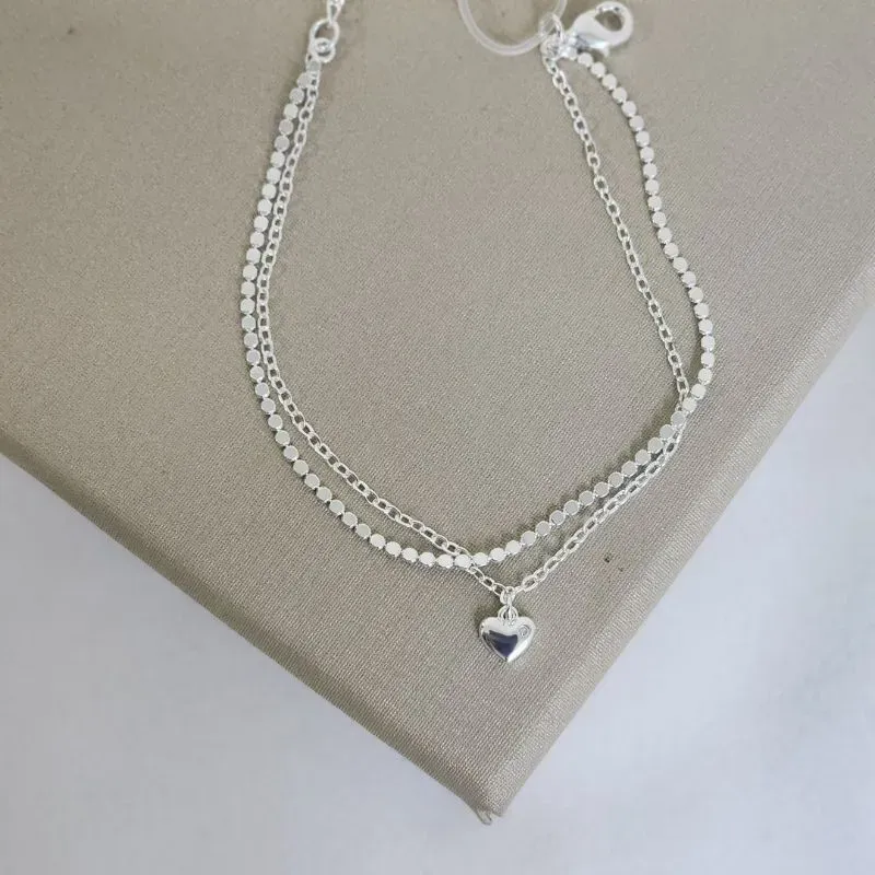 Pulseira Delicada Chapinha e Coração