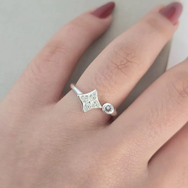 Anel Cravejado Zirconia Regulavel