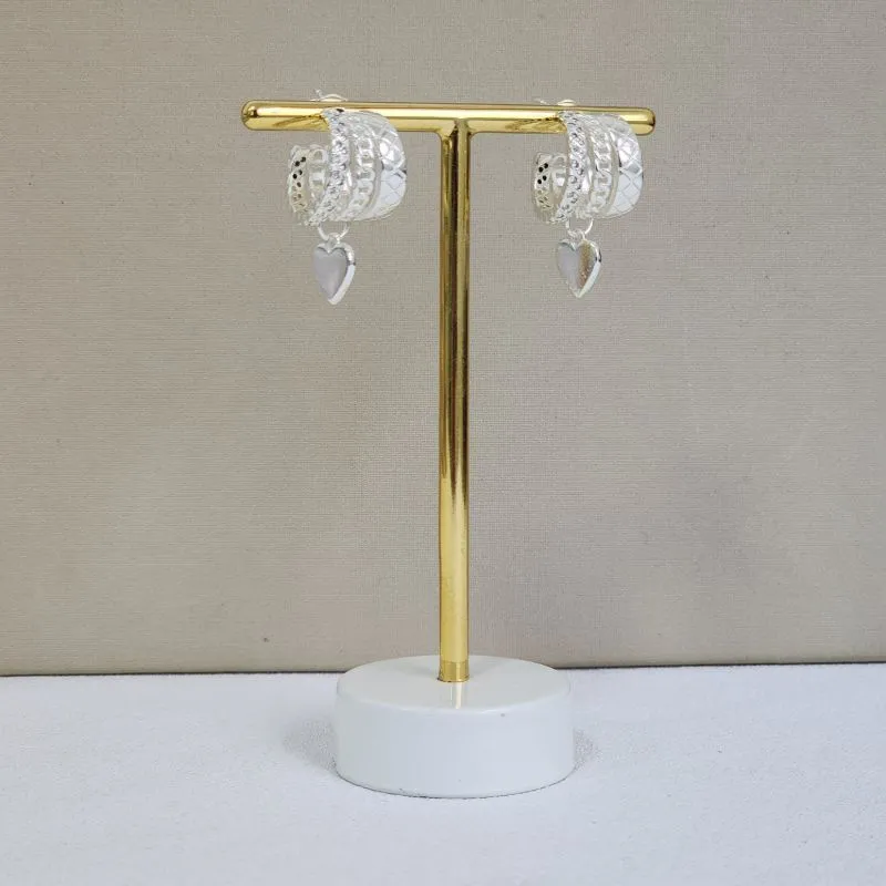 Argola Delicada Zircônia e Coração Liso