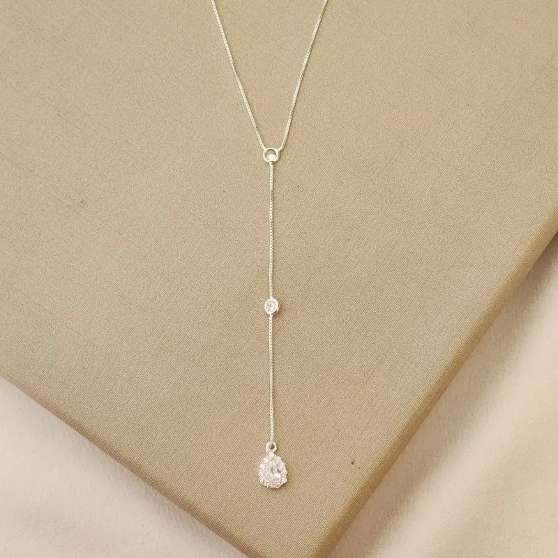 Colar Delicado Gravatinha Zircônia