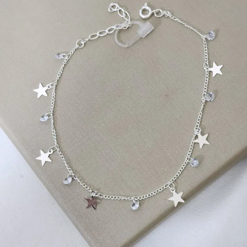 Tornozeleira Estrela e Zircônia