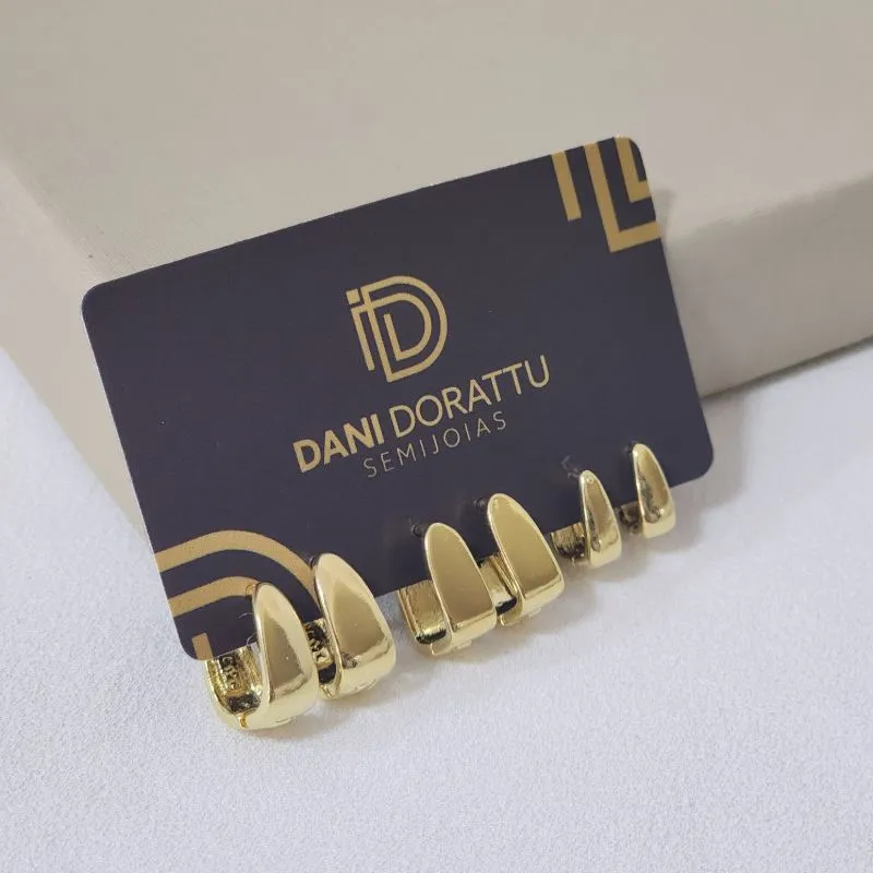 Trio de Argolas Delicadas Lisas