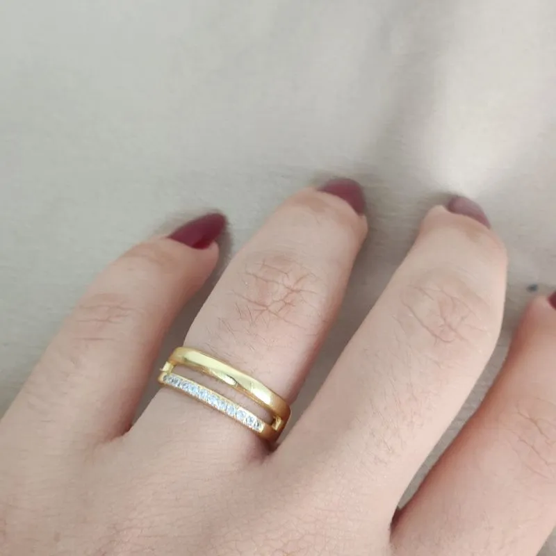 Anel 2 Fio Zircônia