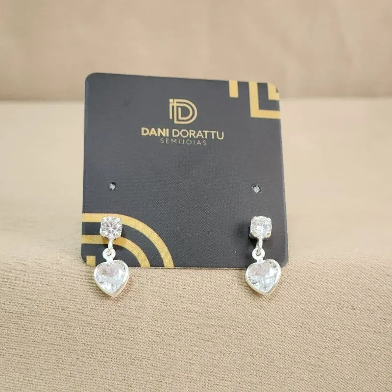 Brinco Detalhe Coração De Zircônia