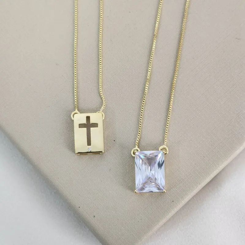 Colar Escapulário Fé Zircônia