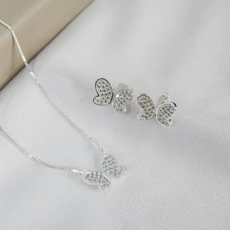 Conjunto Delicado Borboleta Zircônia