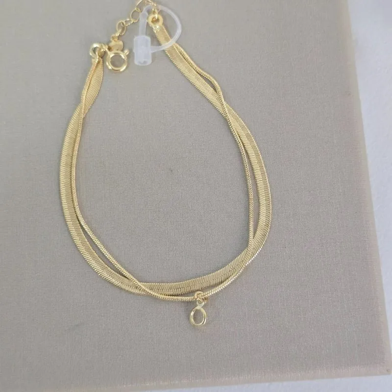 Pulseira Dupla Fita Com Pingente Zircônia