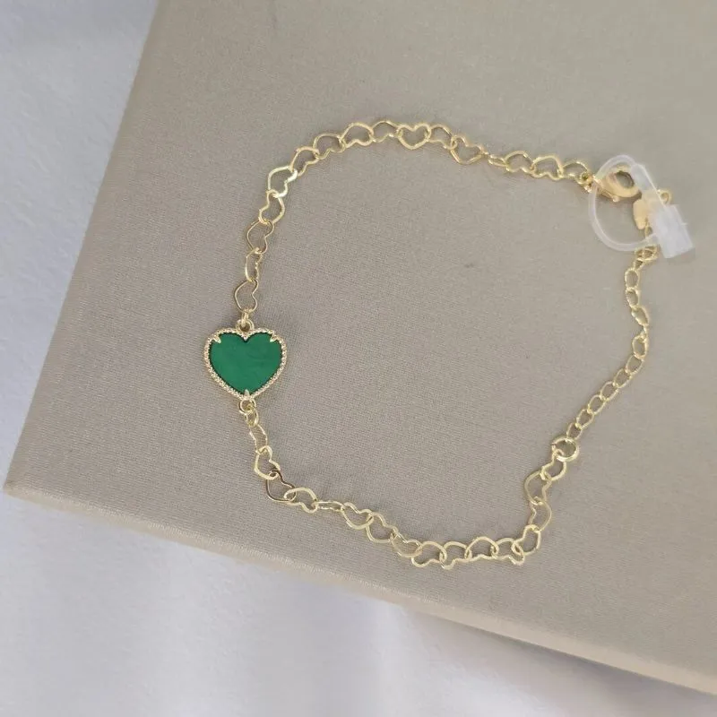 Pulseira Madreperola Coração Verde