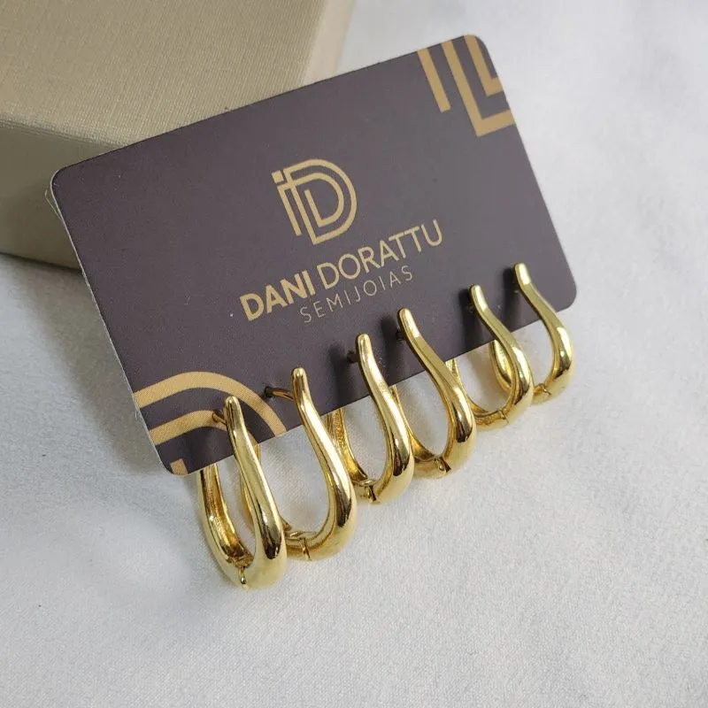 Trio de Argolas Lisas Delicadas