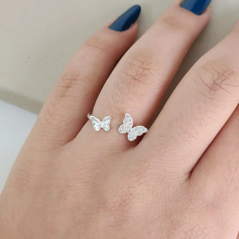 Anel Borboleta Zirconia