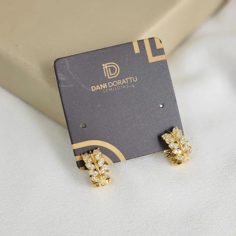 Argola Delicada Folhas Zircônia