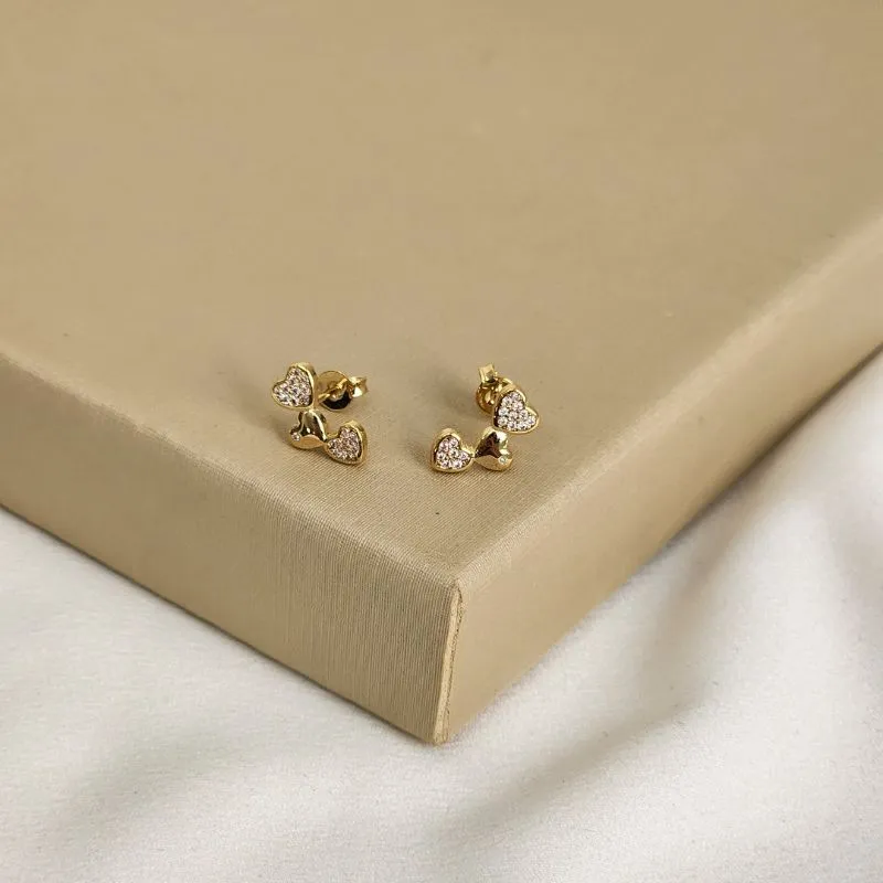 Brinco Coração Liso e Zircônia