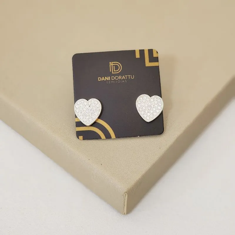 Brinco Delicado Coração Zircônia