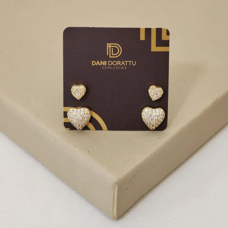 Brinco Delicado Coração Zircônia
