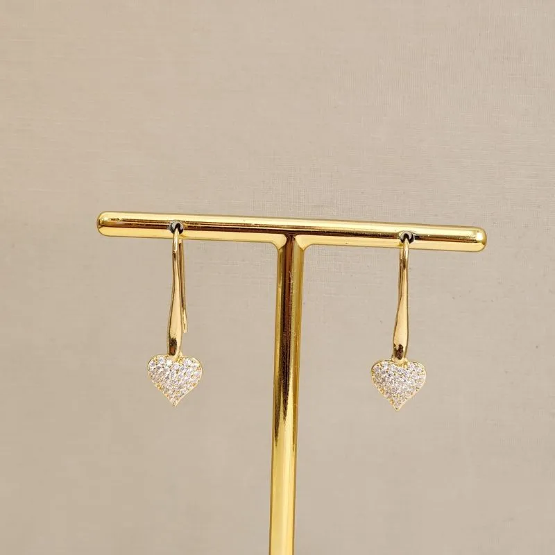 Brinco Gancho Coração Zircônia