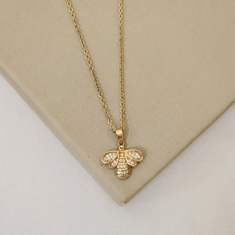 Colar Delicado Abelha Zircônia