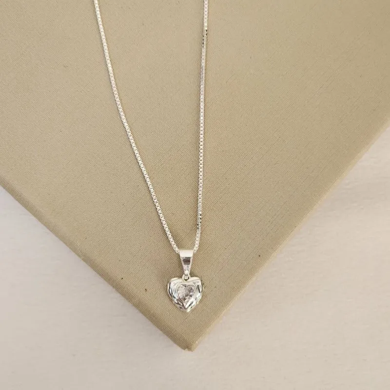 Colar Delicado Coração Zircônia