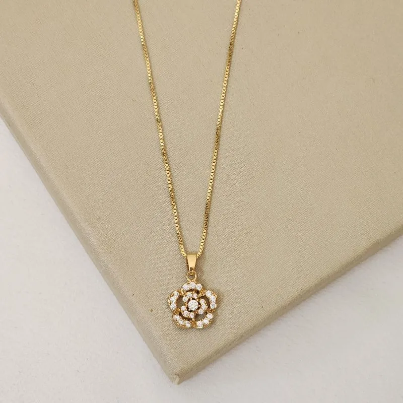 Colar Delicado Flor Zircônia