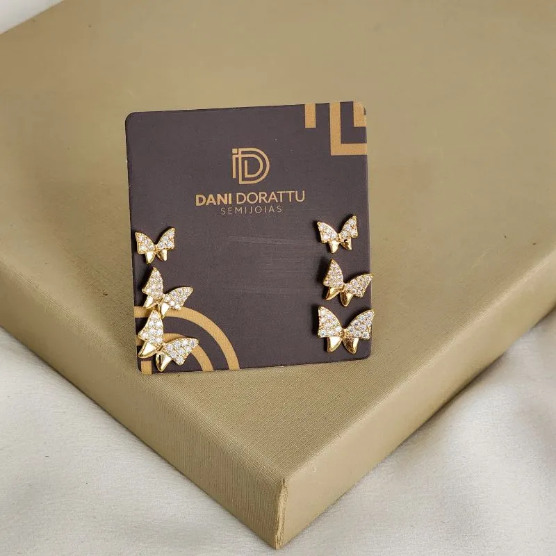 Mix Brinco Borboleta Zircônia