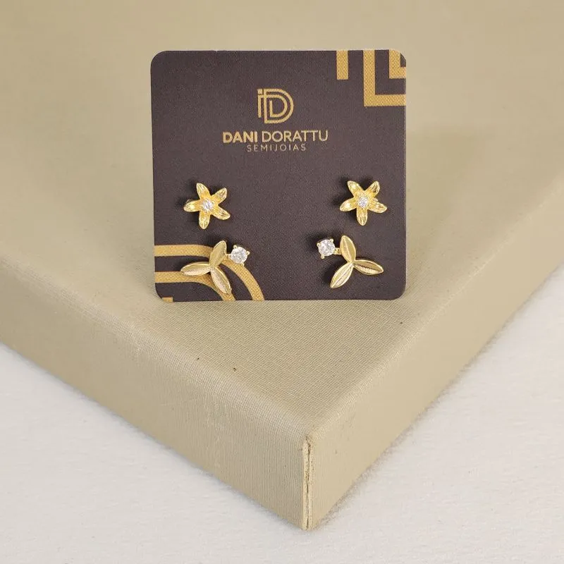 Mix Brincos Flor Zircônia
