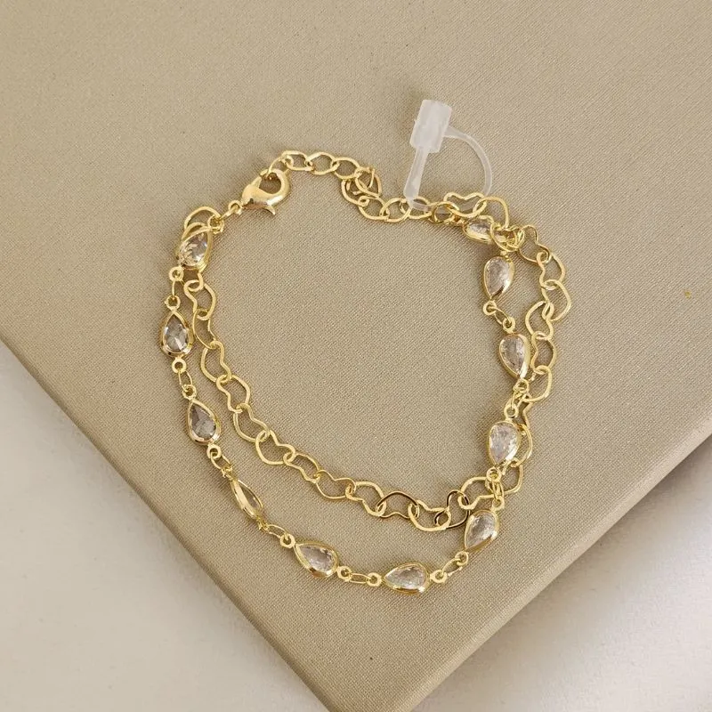 Pulseira Dupla Gota Zircônia