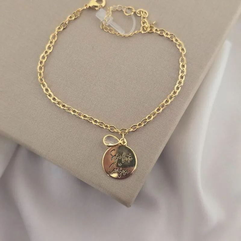Pulseira Seja Forte Corajosa Zircônia