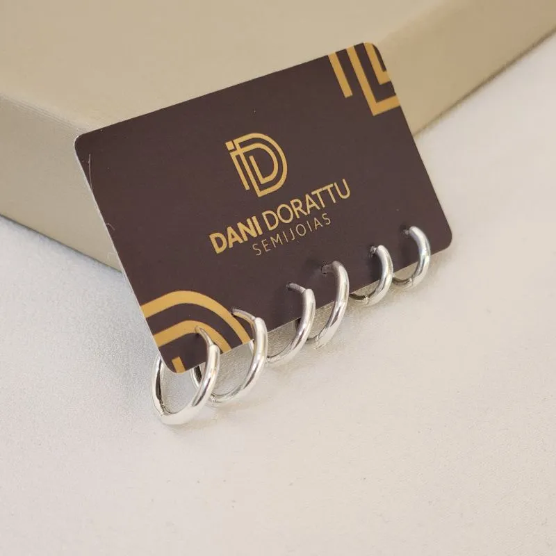 Trio de Argolas Delicadas Lisas