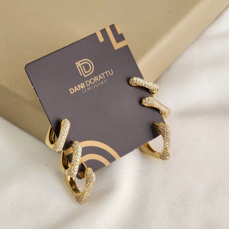 Trio de Argolas Delicadas Zircônia