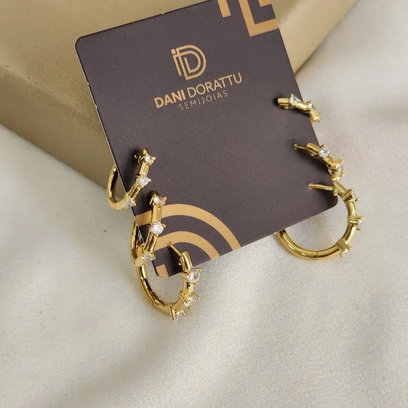 Trio de Argolas Zircônia