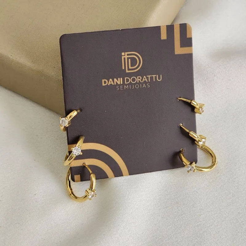 Trio de Argolas Zircônia