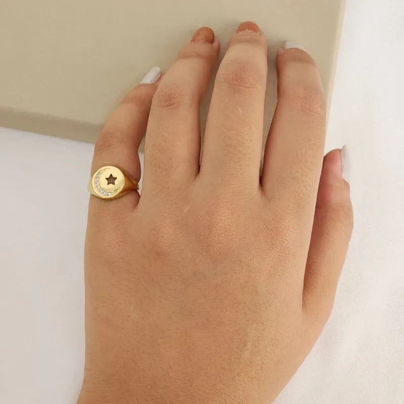 Anel Dedinho Lua e Estrela