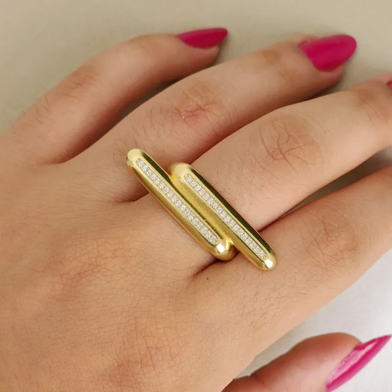 Anel Duplo Cravejado