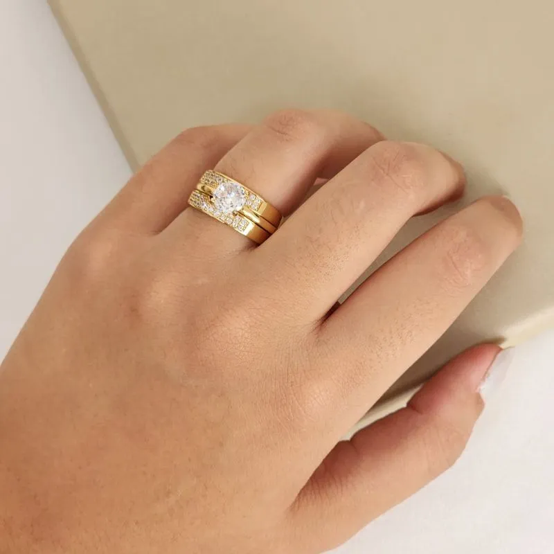 Anel Duplo Zircônia