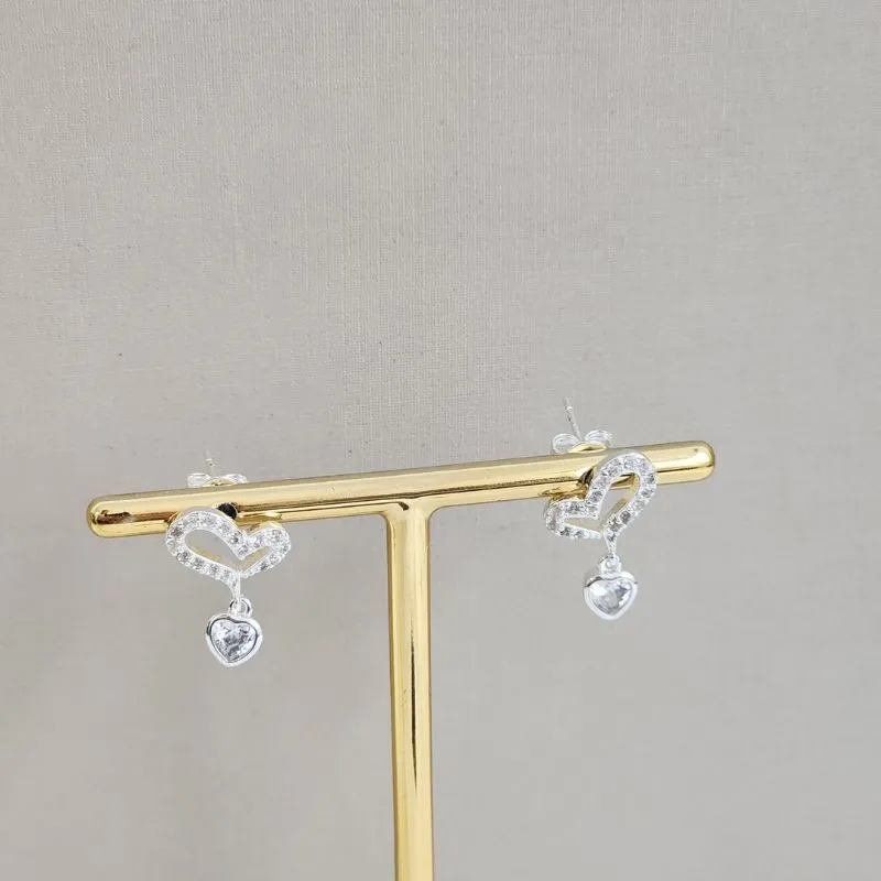 Brinco Coração Zircônia