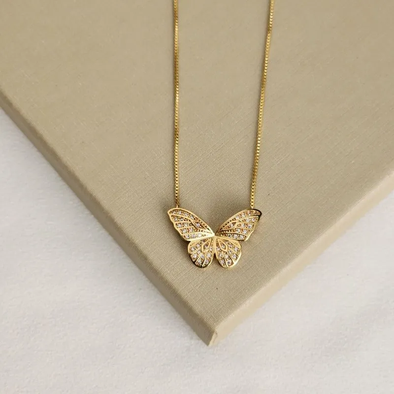 Colar Borboleta Zircônia