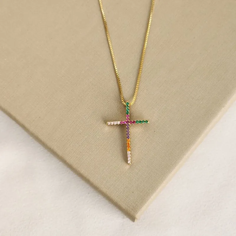 Colar Cruz Zircônia