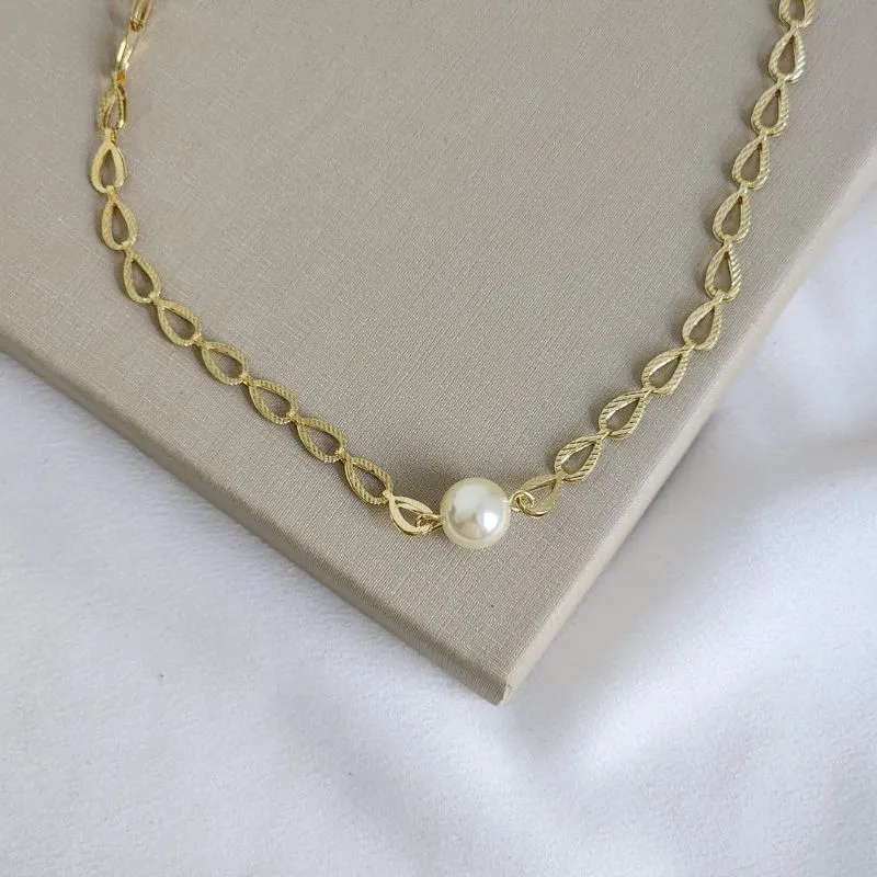 Colar Maxi Liso e Perola